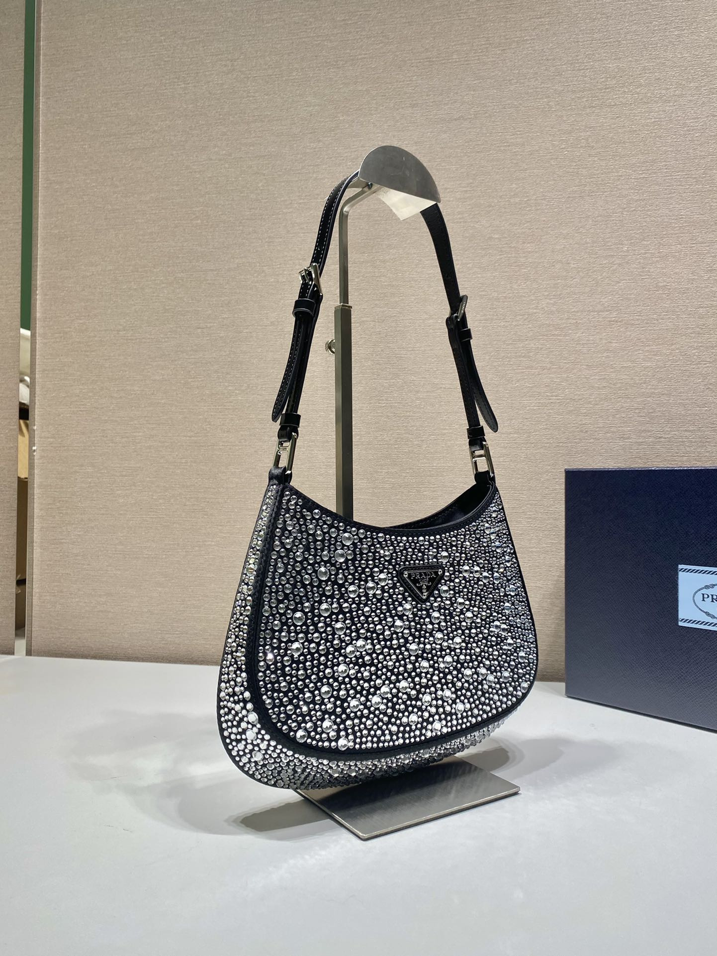Prada Cleo Satin Bag With Crystals