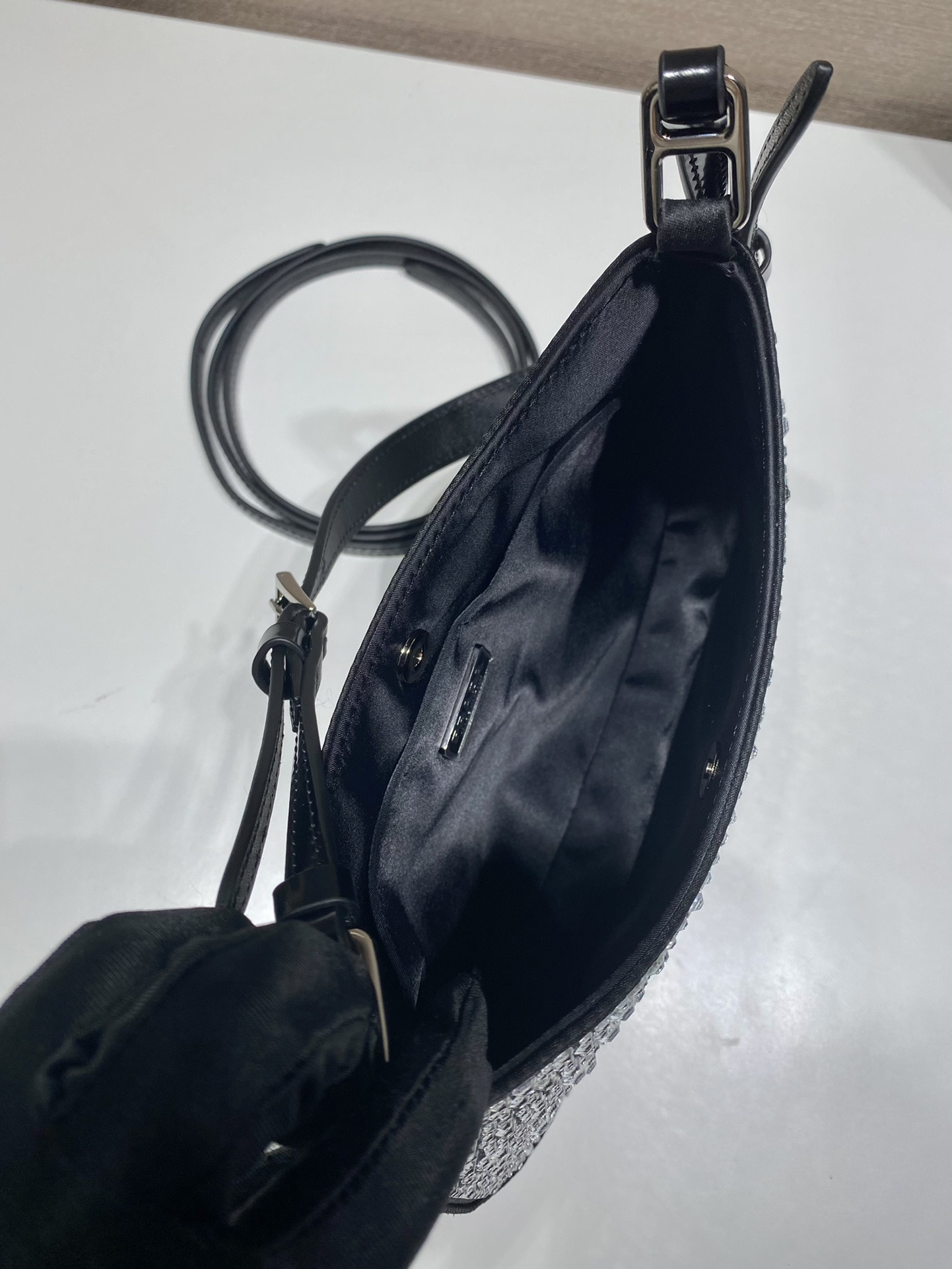 Prada Cleo Satin Bag With Crystals